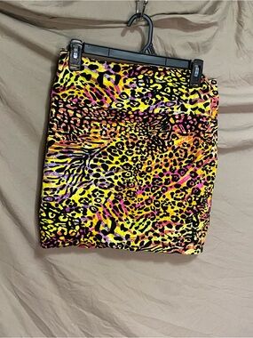 Deb Neon Animal Print Mini Skirt | Size Large